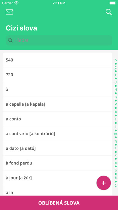Emulate iPhone app Cizí slova using MyAndroid