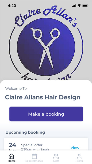Emulate iPhone app Claire Allans Hair Design using MyAndroid Emulate iPhone app Claire Allans Hair Design using MyAndroid