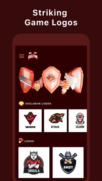 Emulate iPhone app Clan: Gaming Logo Maker using MyAndroid