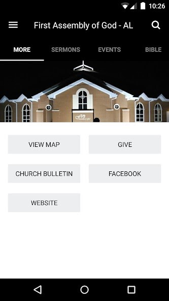 Emulate iPhone app Clanton First Assembly of God using MyAndroid