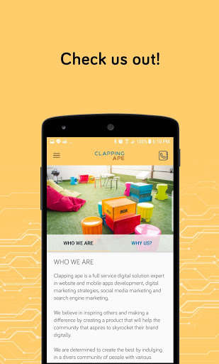 Run android online APK Clapping Ape - Company profile from MyAndroid or emulate Clapping Ape - Company profile using MyAndroid Run android online APK Clapping Ape - Company profile from MyAndroid or emulate Clapping Ape - Company profile using MyAndroid