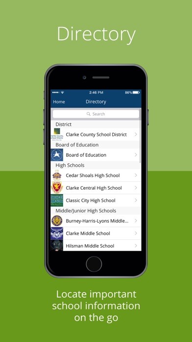 Emulate iPhone app Clarke County School District using MyAndroid