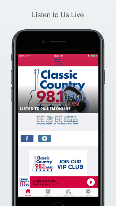 Emulate iPhone app Classic Country  98.1 using MyAndroid