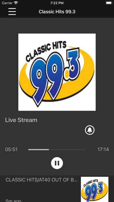 Emulate iPhone app Classic Hits 99.3 using MyAndroid