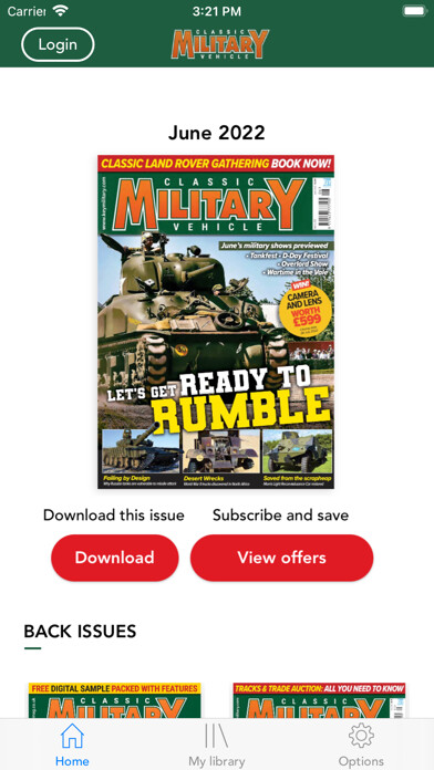 Emulate iPhone app Classic Military Vehicle Mag. using MyAndroid