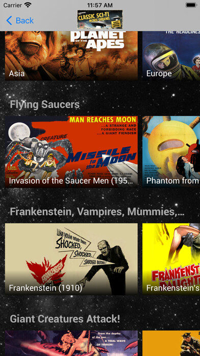 Emulate iPhone app Classic Sci-fi Movie Channel using MyAndroid