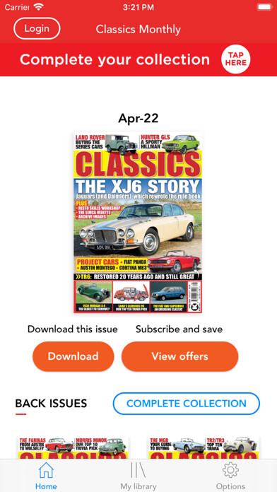 Emulate iPhone app Classics Monthly Magazine using MyAndroid