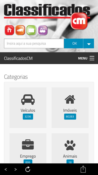 Emulate iPhone app Classificados CM using MyAndroid