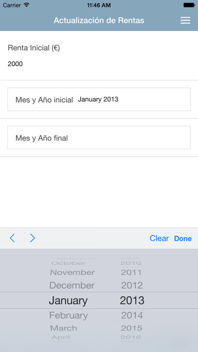 Emulate iPhone app Cálculo de actualización de rentas using MyAndroid