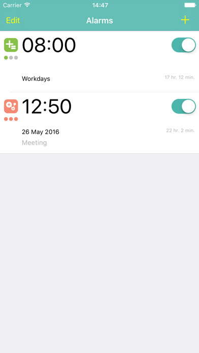 Emulate iPhone app Clear Mind Alarm using MyAndroid