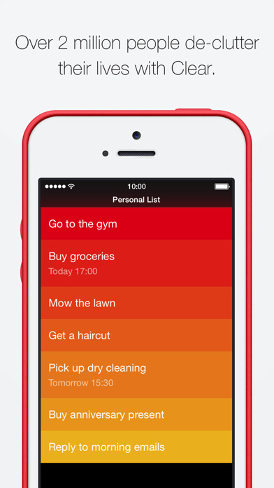 Emulate iPhone app Clear Todos using MyAndroid