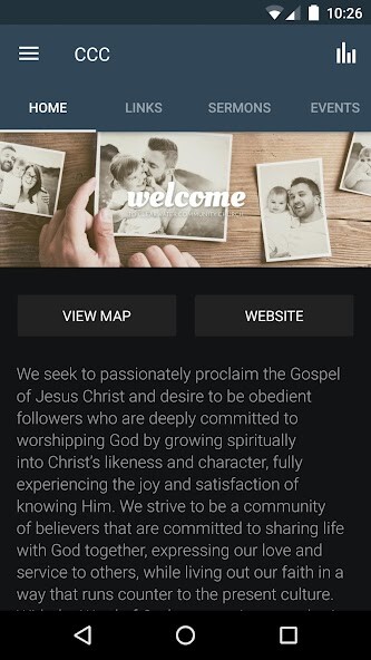 Emulate iPhone app Clearwater Community Church using MyAndroid