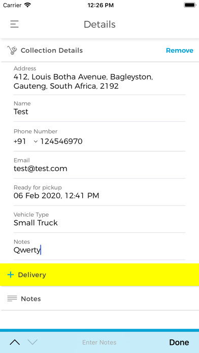Emulate iPhone app Click-courier Customer using MyAndroid