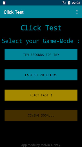 Run android online APK Click Test : Test of reactivity and speed! from MyAndroid or emulate Click Test : Test of reactivity and speed! using MyAndroid