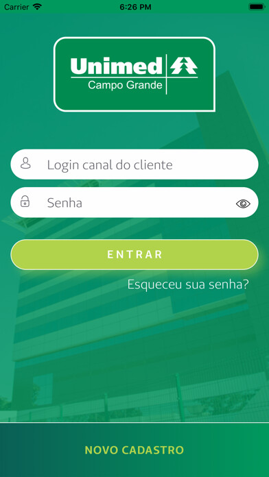 Emulate iPhone app Cliente Unimed CG using MyAndroid