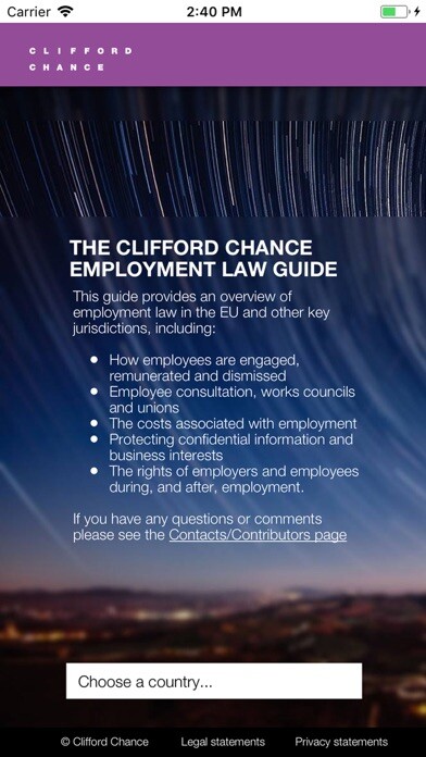 Emulate iPhone app Clifford Chance Employment Law using MyAndroid