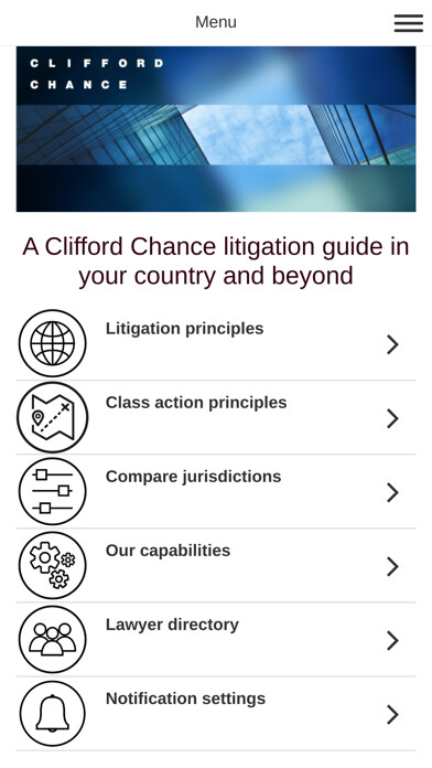 Emulate iPhone app Clifford Chance Litigation using MyAndroid