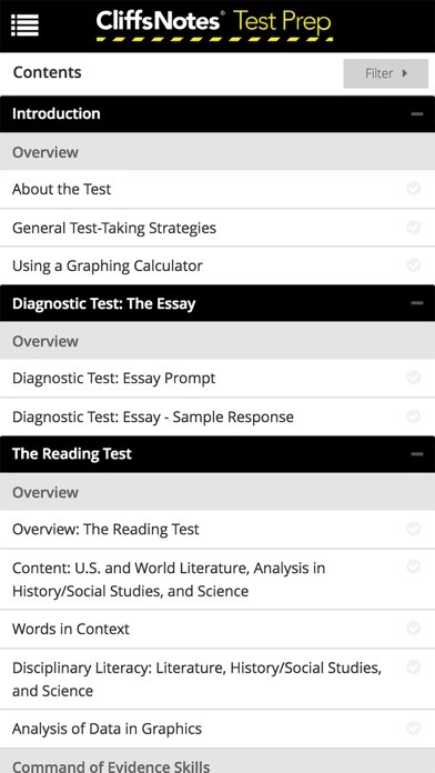 Emulate iPhone app CliffsNotes Test Prep using MyAndroid