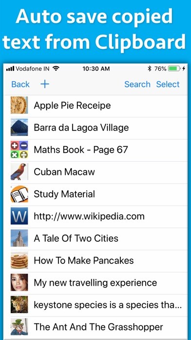 Emulate iPhone app Clipboard Master using MyAndroid