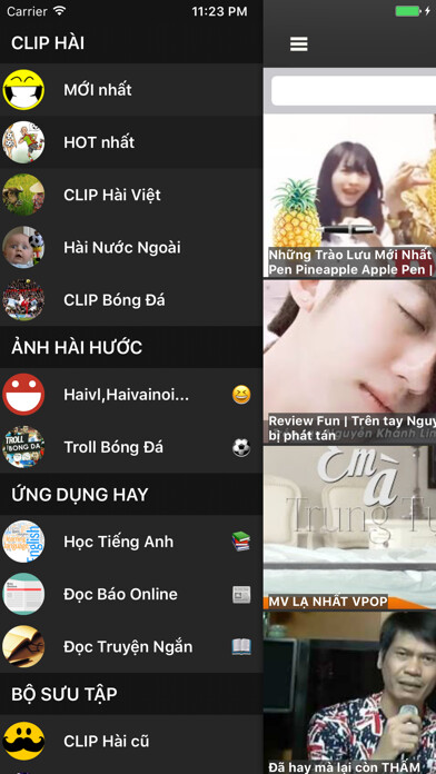 Emulate iPhone app Clip Hài -  Xem video hài việt, hài kịch, phim hài using MyAndroid