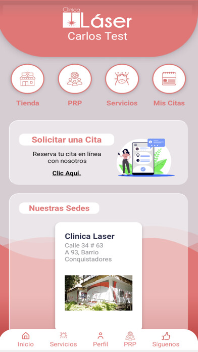Emulate iPhone app Clínica Láser using MyAndroid