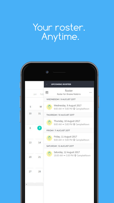 Emulate iPhone app ClocksApp Roster & Schedules using MyAndroid