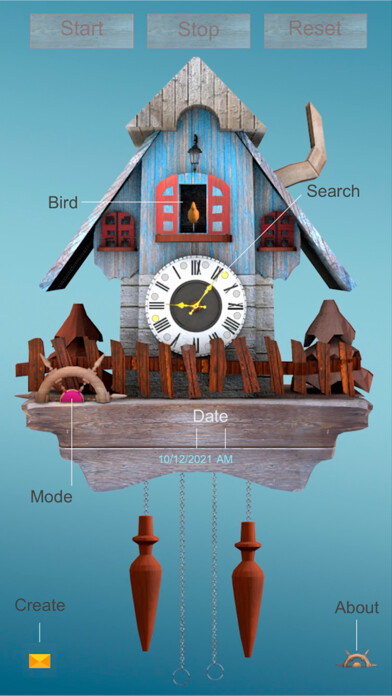 Emulate iPhone app ClockZone: Cuckoo Clock Ed using MyAndroid