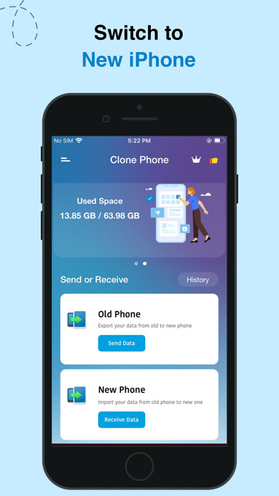 Run android online APK Clone Phone - Phone Switch from MyAndroid or emulate Clone Phone - Phone Switch using MyAndroid
