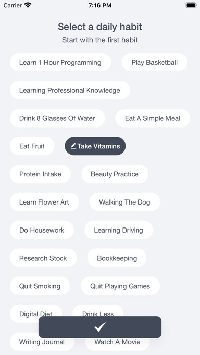 Emulate iPhone app Clooock In - Habit Tracker using MyAndroid