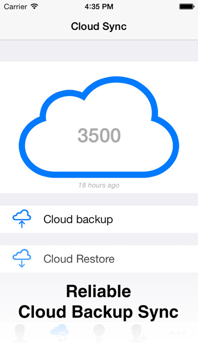 Emulate iPhone app Cloude - The Most Reliable Contacts Cloud Backup, Sync and Restore using MyAndroid