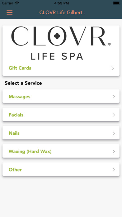 Emulate iPhone app CLOVR Life Spa Gilbert using MyAndroid