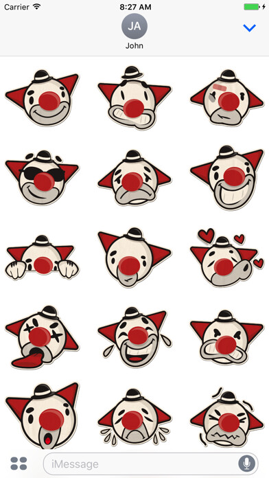 Emulate iPhone app Clown Face Sticker Pack using MyAndroid Emulate iPhone app Clown Face Sticker Pack using MyAndroid