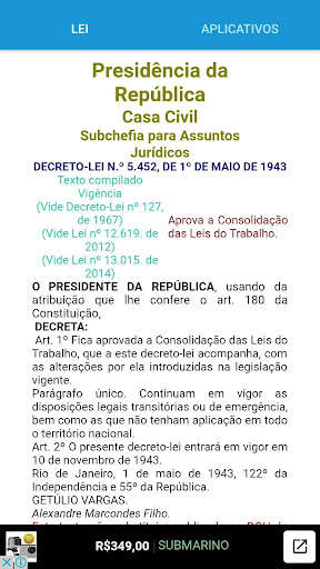 Emulate Android APK CLT - Leis trabalhistas reformadas