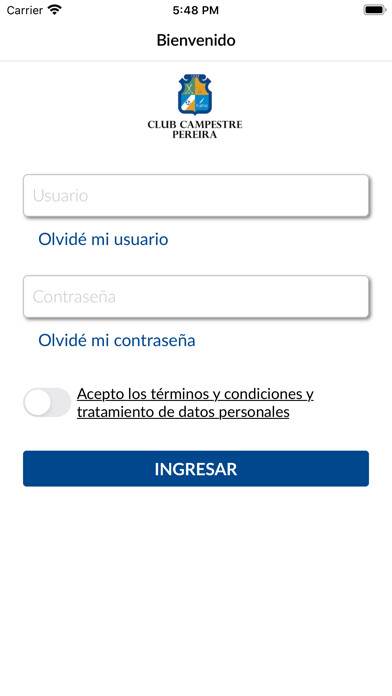 Emulate iPhone app Club Campestre Pereira using MyAndroid