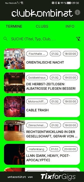 Emulate iPhone app Clubplan - Musik in Hamburg using MyAndroid