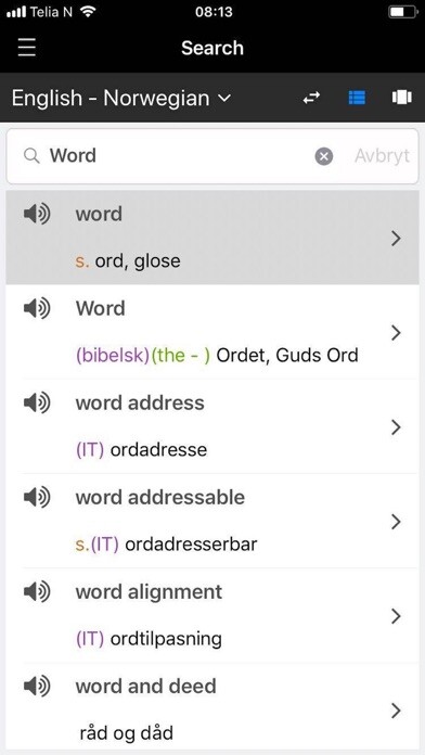 Emulate iPhone app Clue dictionary using MyAndroid