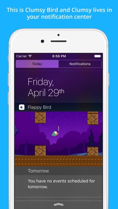 Emulate iPhone app Clumsy Bird - The Trump Jumping And Switch Color Notification Widget Game using MyAndroid