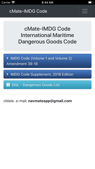 Emulate iPhone app cMate-IMDG Code using MyAndroid