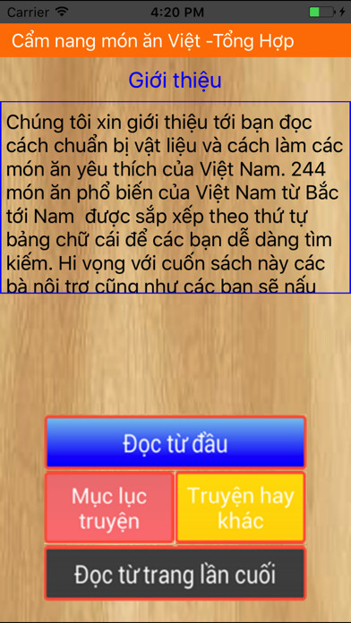 Emulate iPhone app Cẩm Nang Món Ăn Việt using MyAndroid