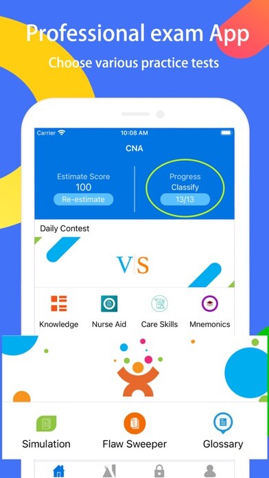 Emulate iPhone app CNA Nursing Assistant Expert using MyAndroid