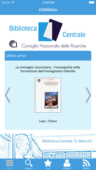 Emulate iPhone app CNRBiblio using MyAndroid