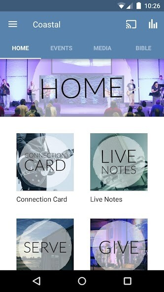 Emulate iPhone app Coastal Community Church VB using MyAndroid