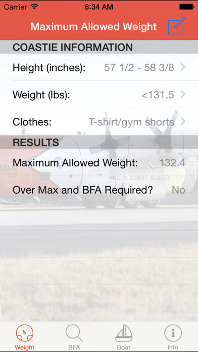 Emulate iPhone app Coast Guard Fitness Calculator using MyAndroid Emulate iPhone app Coast Guard Fitness Calculator using MyAndroid