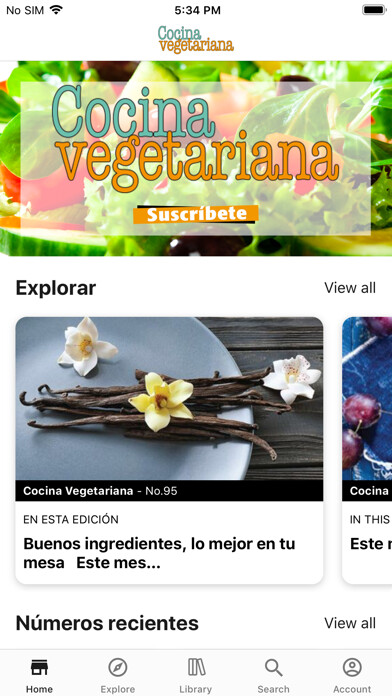 Emulate iPhone app Cocina Vegetariana using MyAndroid