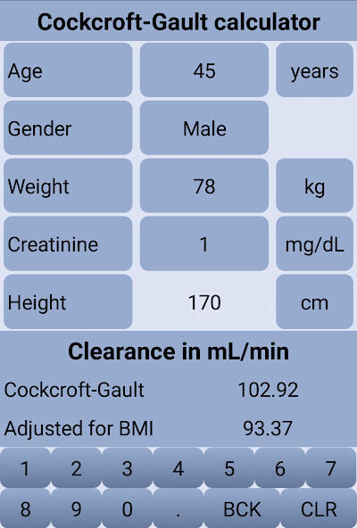 Run android online APK Cockcroft Gault Calculator from MyAndroid or emulate Cockcroft Gault Calculator using MyAndroid