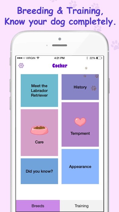 Emulate iPhone app Cocker Training & Breeding App using MyAndroid