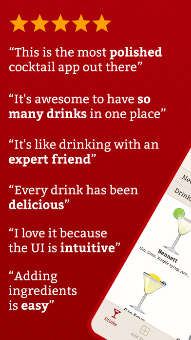 Emulate iPhone app Cocktail Party: Drink Recipes using MyAndroid