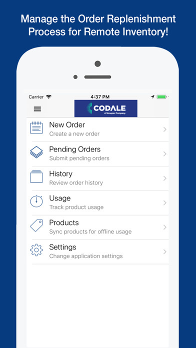 Emulate iPhone app Codale Electric Supply VMI using MyAndroid