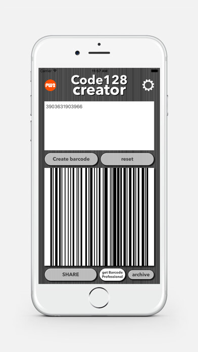 Emulate iPhone app Code128 creator using MyAndroid