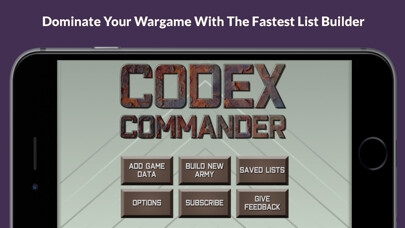 Emulate iPhone app Codex Commander - Army Builder using MyAndroid